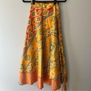 Recycled Vintage Silk Sari Magic Wrap Maxi Skirt